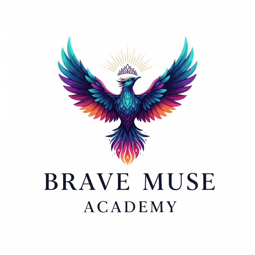 Colorful phoenix rising with a glowing crown